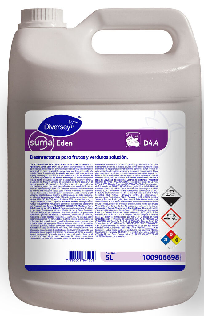 SUMA EDEN D4.4 5L - DESINFECTANTE DE FRUTAS Y VERDURAS